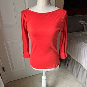 Ralph Lauren - 100% Cotton Long Bell Sleeve Shirt - Poppy Orange (Size: M)